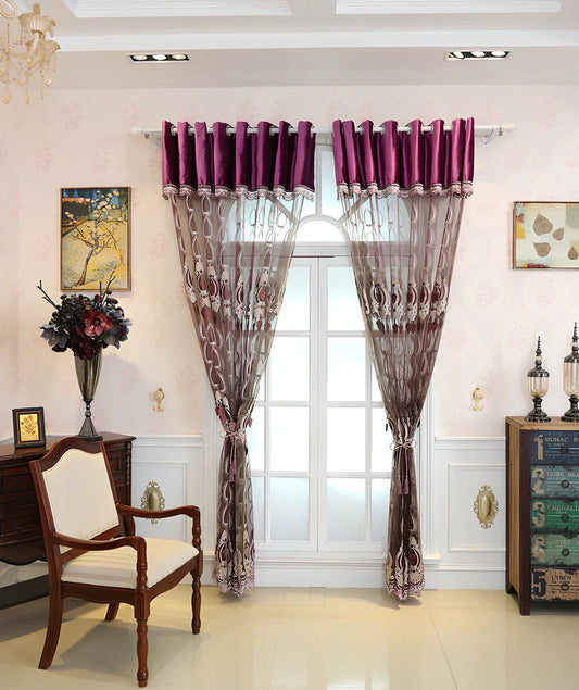 Italian flannel embossed embroidered window screen with plant patterns and full shading capability