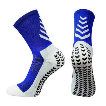 Men's mid-calf athletic socks with non-slip silicone grips in Arrow Black colour with geometric pattern design
