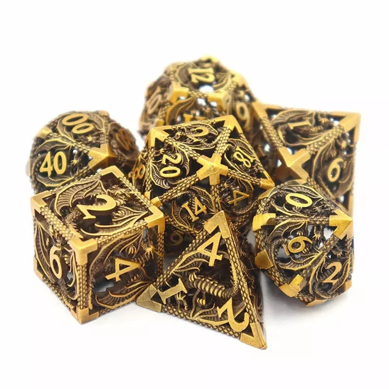 Hollow Pure Copper Electroplating Dice Set for DND in various colors