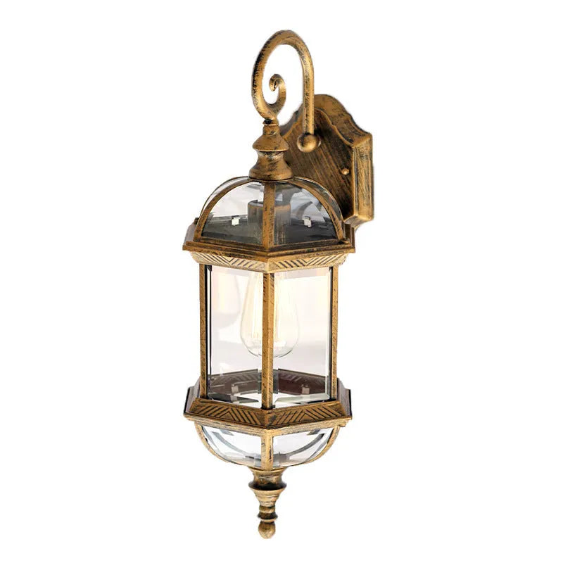 Aluminium courtyard outdoor waterproof wall lamp with three-layer eight-inch design in gold finish