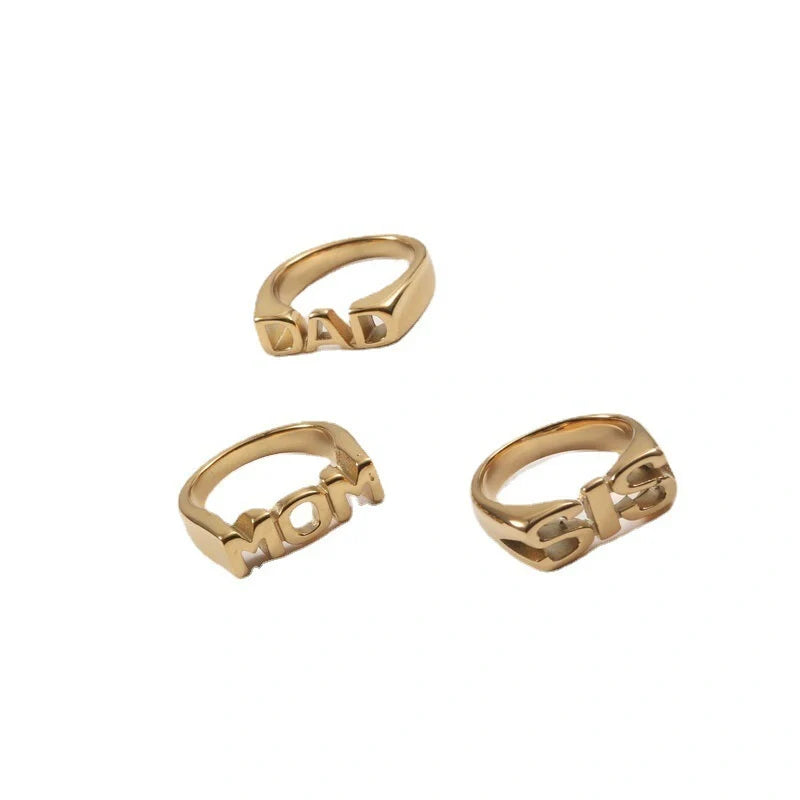 Letter Seal Titanium Steel Plating 18K Gold Ring for Women - Durable and Elegant