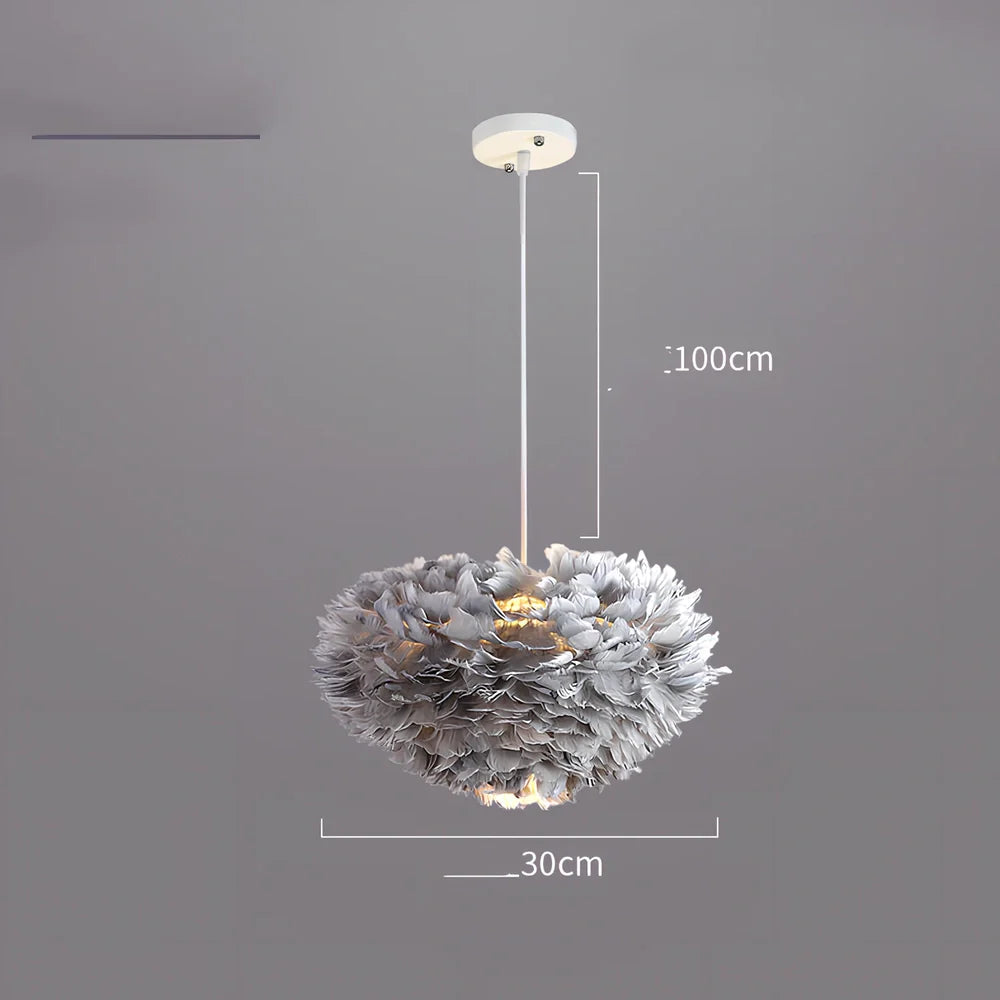 Modern iron chandelier with remote control and LED lighting in grey, pink, or white colours