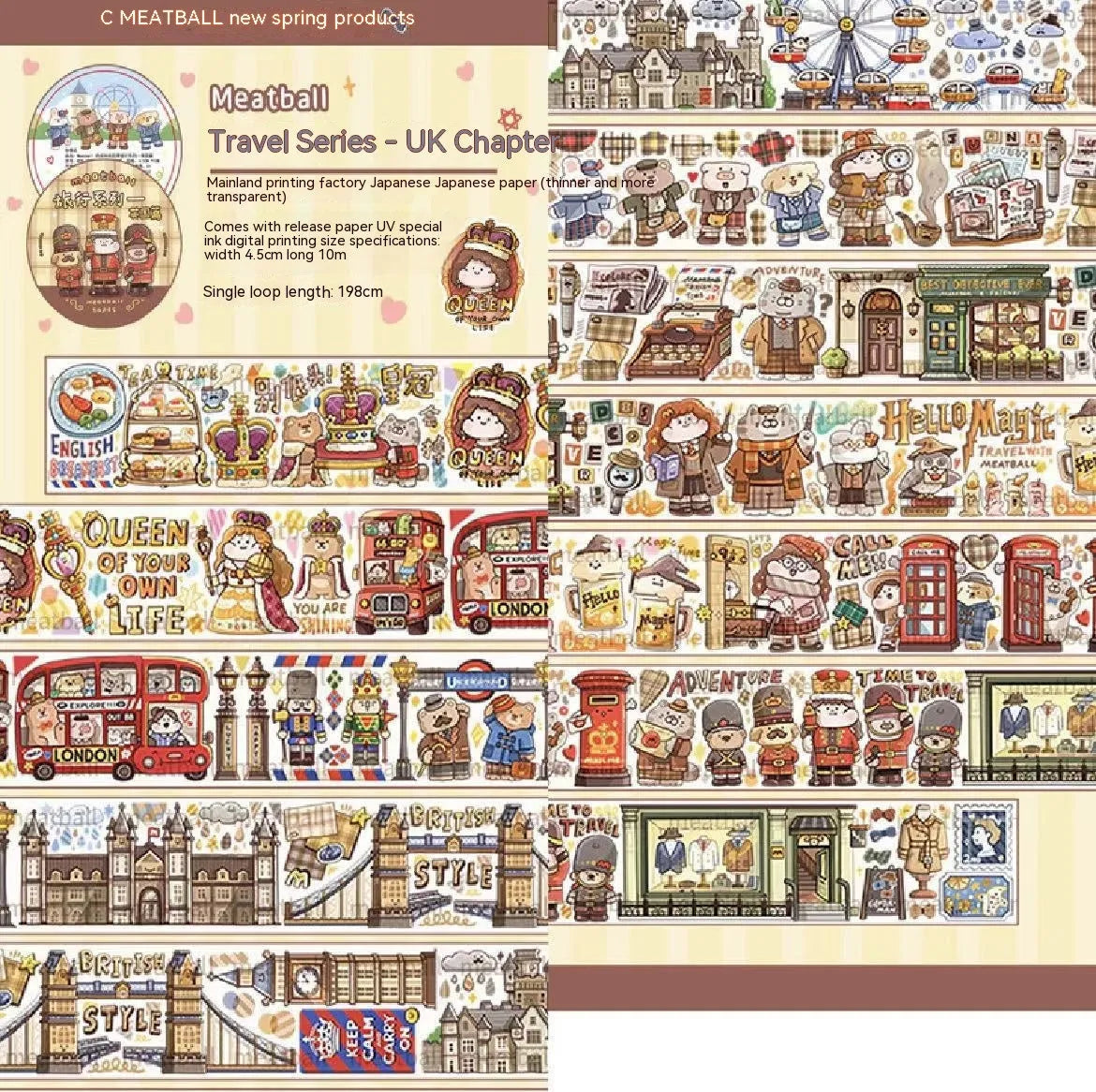 Haemorrhoid tape packaging stickers with cute cartoon characters on Japanese paper, 42 style options