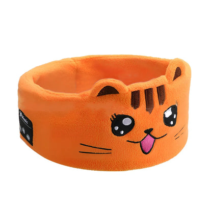 Bluetooth animal headband sleep mask with dinosaur hood showing integrated speakers and wireless design