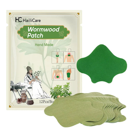 Chinese mugwort herbal patch set with 12 stickers for knee, lumbar, cervical spine and foot application