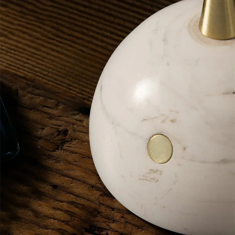 Creative glass shade desk lamp with touch dimmer switch on a wooden desk