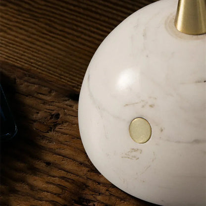 Creative glass shade desk lamp with touch dimmer switch on a wooden desk