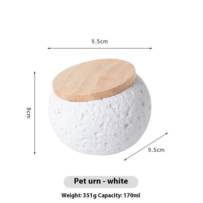 Cement pet funeral urn with spray colour finish in six colour options for ashes storage