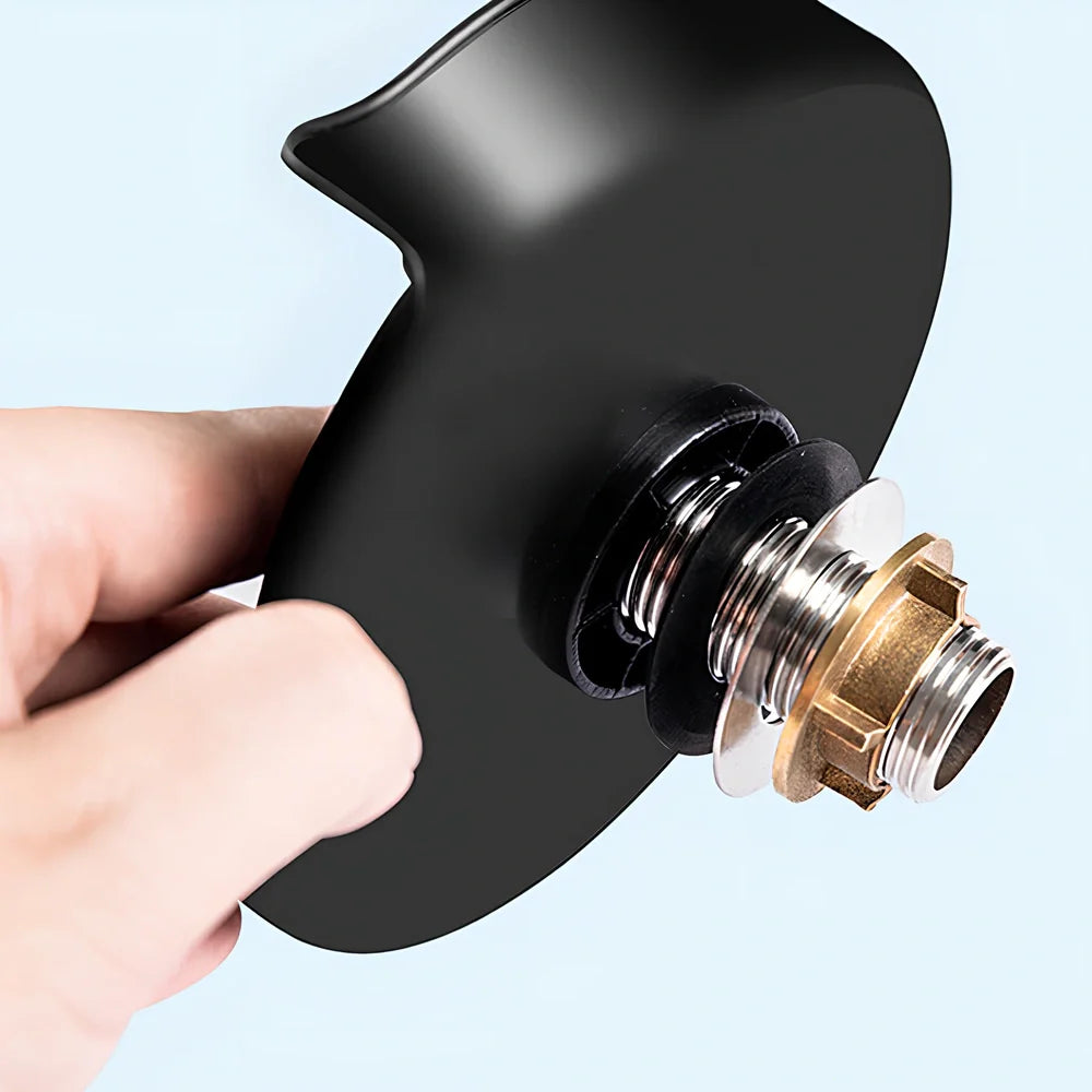 Embedded bar counter cup washer with seven stainless steel nozzles in black ABS housing