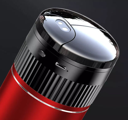 Smart car ashtray with lid and USB Type-C charging port