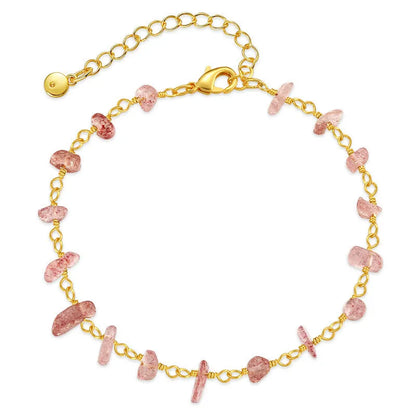 Women's bracelet with irregular gravel turquoise stones and geometric crystals on 18K copper band