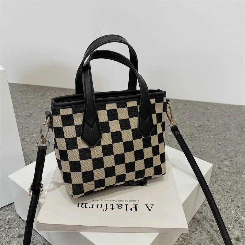 Premium Houndstooth Crossbody Bags for Women - Stylish Wool Handbag with Adjustable Strap and Spacious Main Compartment