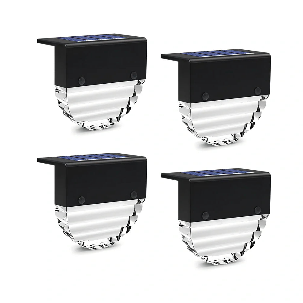 Semicircular outdoor solar LED stair light, waterproof IP55, 80x70mm size for paths and fences