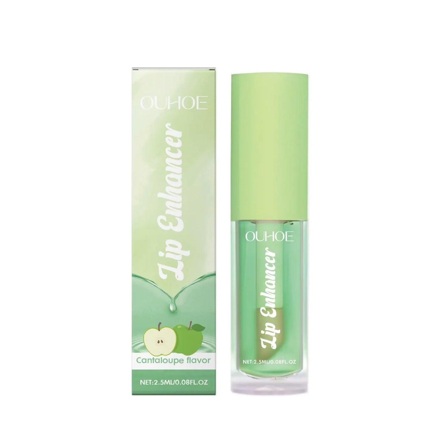 Green apple flavour moisturising lip oil bottle with plant oil blend.