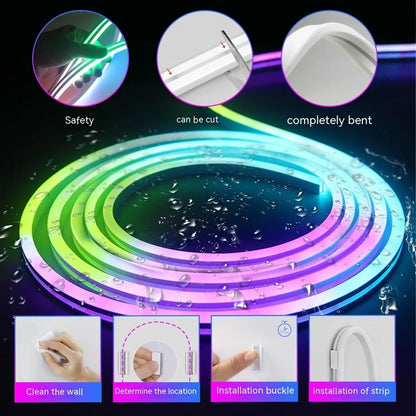 Outdoor waterproof colour-changing ambience light showing LED bead configuration and dimensions