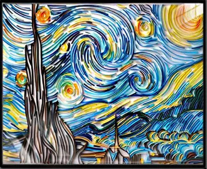 Handmade quilted paper painting set with animal themes and crafting tools