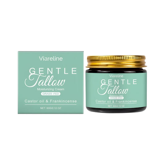 60g jar of beef tallow moisturising cream with frankincense and castor oil ingredients