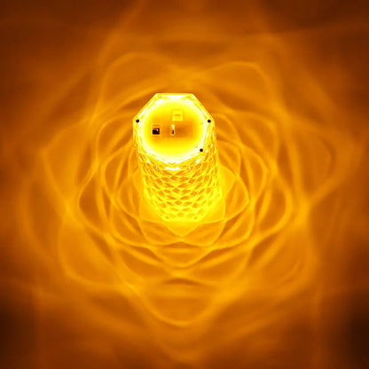 Clear acrylic table lamp with rose petal pattern, 12.2cm height, LED lighting