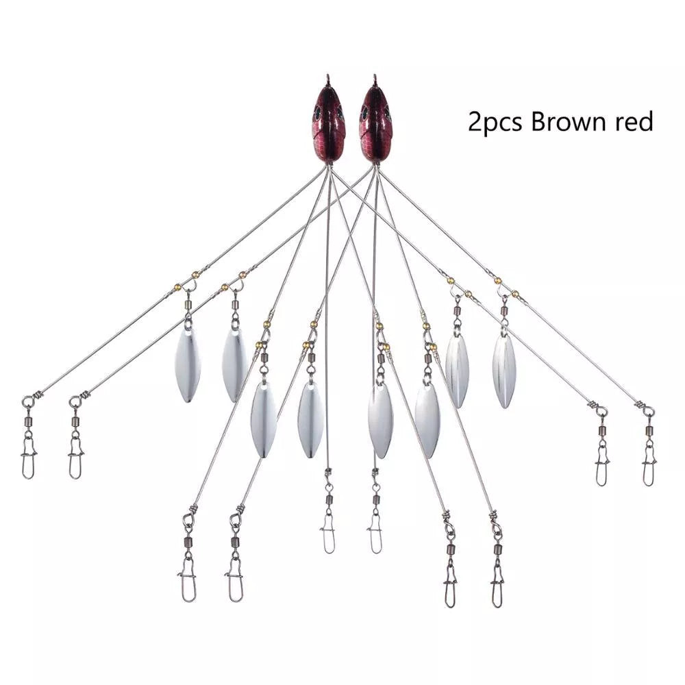 Bassdash Umbrella Fishing Lure with 5 swivels and metal sequins for enhanced fish attraction