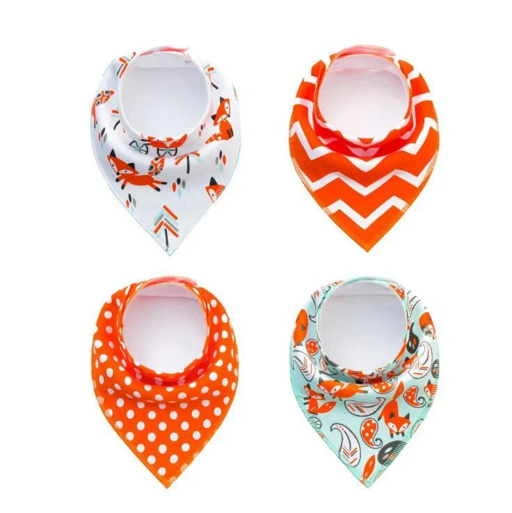 Stylish baby bibs and burp cloths featuring trendy arrow, wave, and triangle designs in soft, absorbent cotton