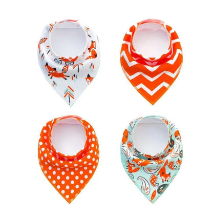 Stylish baby bibs and burp cloths featuring trendy arrow, wave, and triangle designs in soft, absorbent cotton