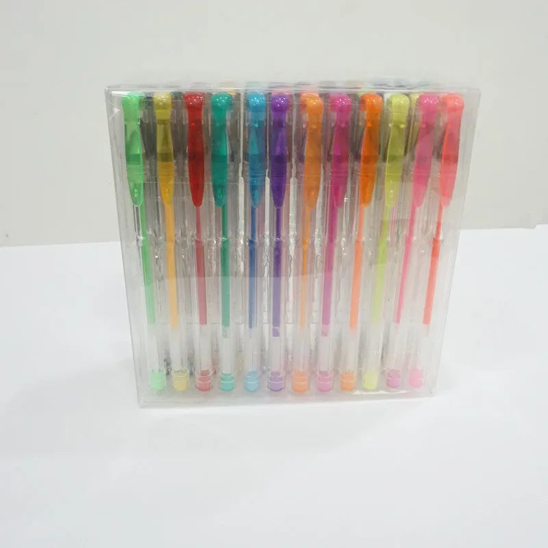 100 colour gel pens with plastic shells, 0.5mm and 1.0mm tips, 15cm length, for office and stationery use