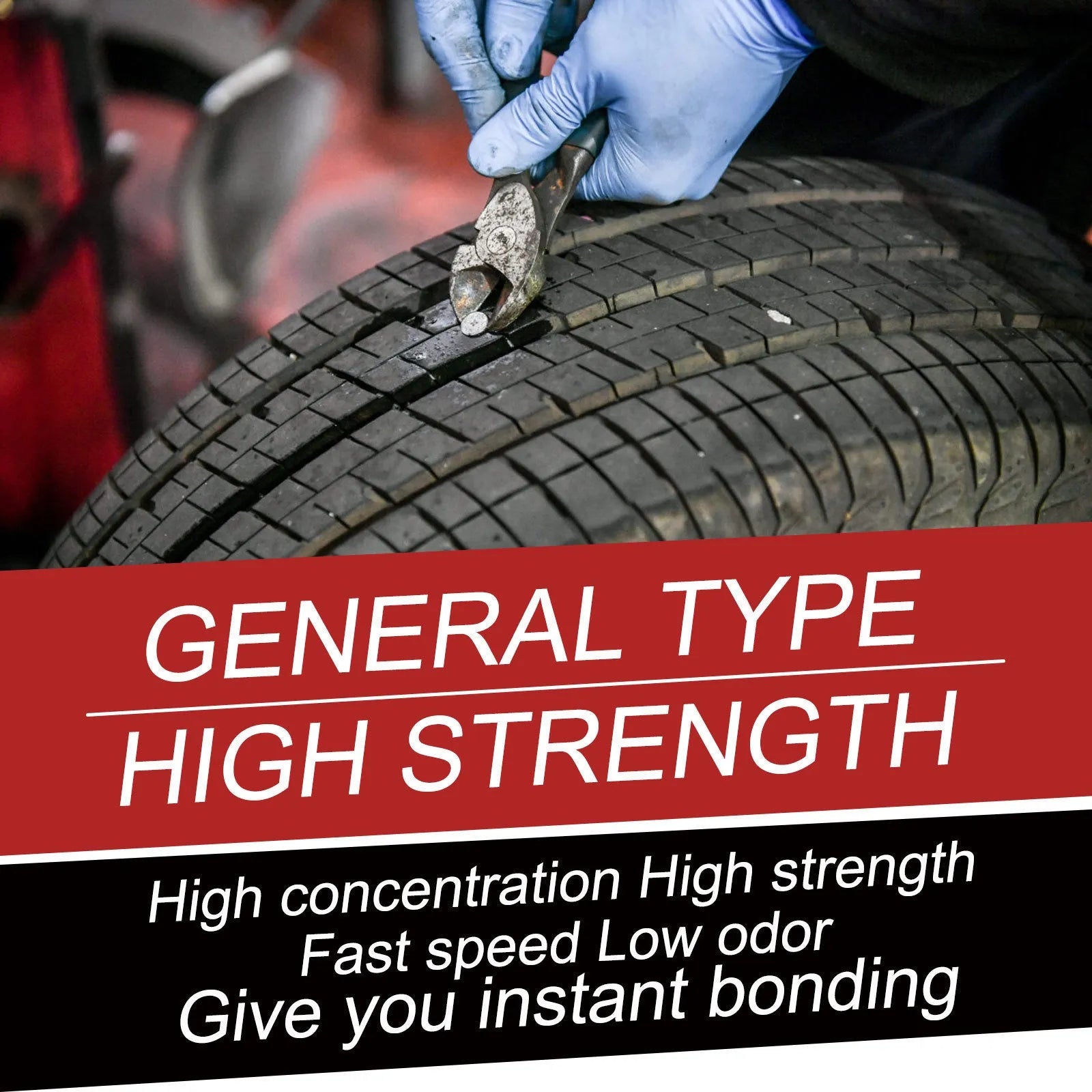 30ml tube of car tyre repair glue with hydroxyethyl fibre and acrylic resin formula