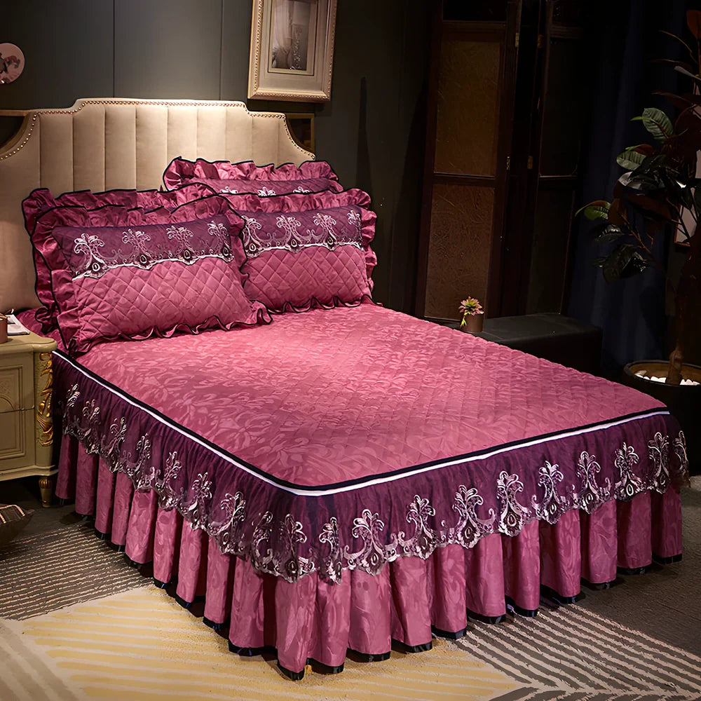 Camel detachable skirt-style non-slip bed cover, 150x200cm size, dustproof polyester with zip skirt and optional pillowcases