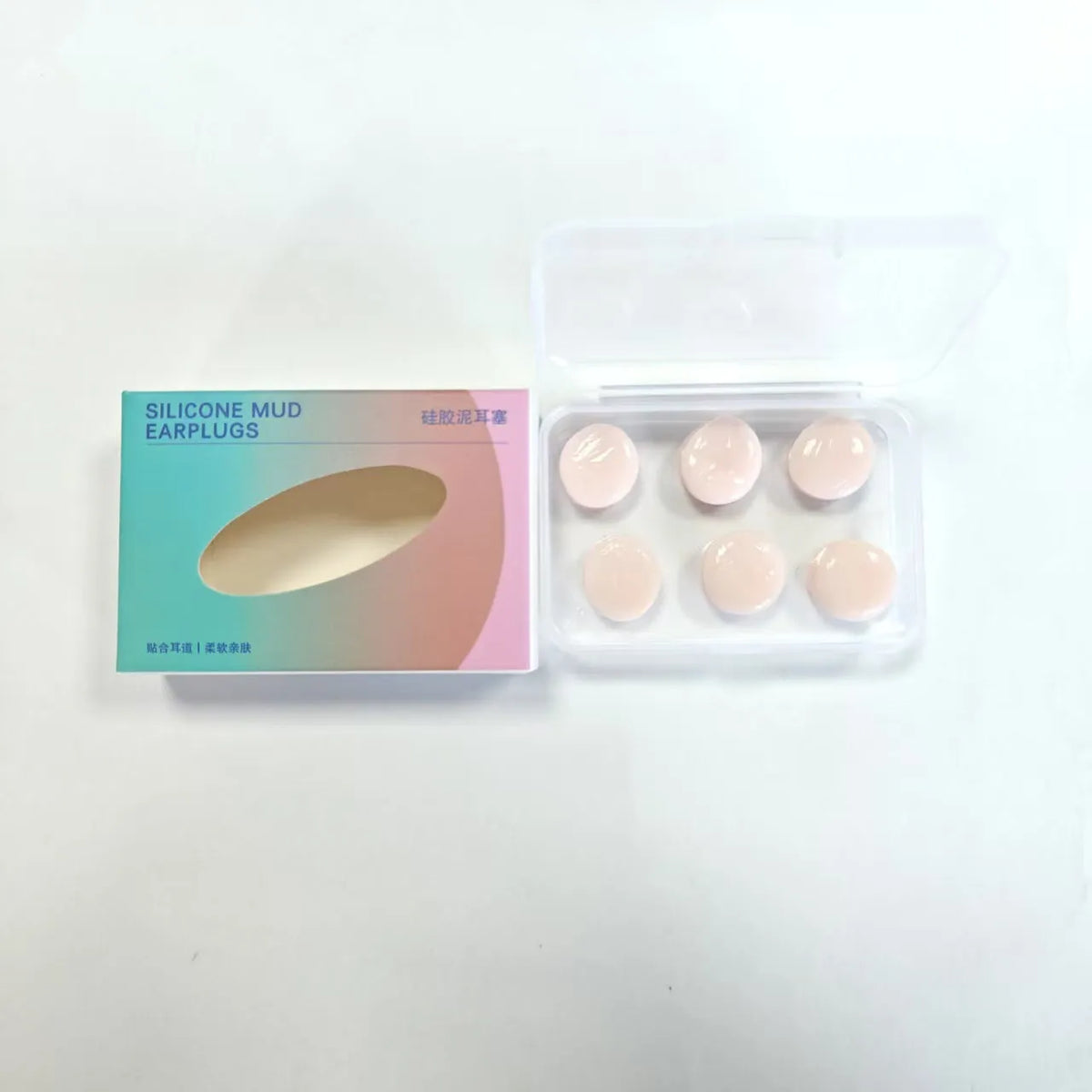 Silicone earplugs for sleeping and swimming, soft reusable ear plugs in blue, orange, pink or white, 3 pairs per box.