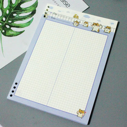 B5 loose-leaf refill pad with coloured PP cover, 40 pages, for 8-hole binders.
