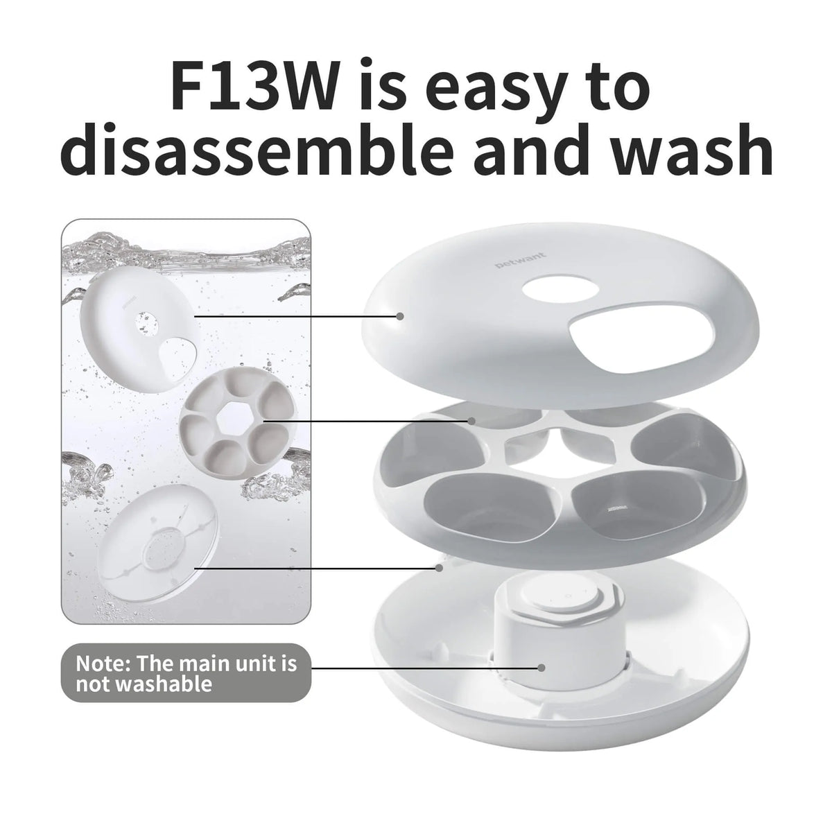 WiFi-enabled automatic pet feeder with app control, six food compartments, and two ice packs.