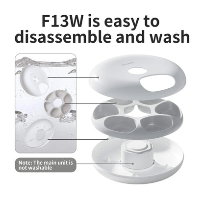 WiFi-enabled automatic pet feeder with app control, six food compartments, and two ice packs.