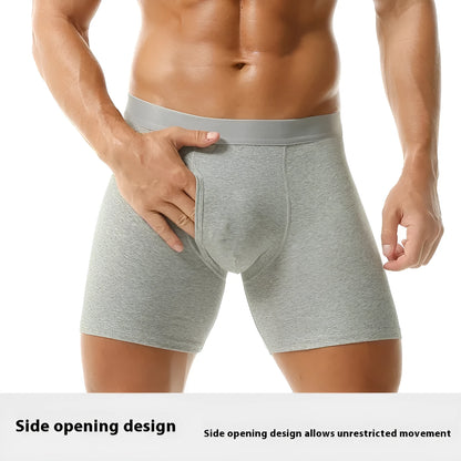 Men's cotton boxer briefs in solid colours, seamless antibacterial design, sizes M to 5XL, multi-pack options.