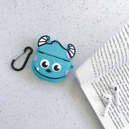 Green silicone protective case with a cartoon animal design for Apple AirPods 1st and 2nd generation charging case