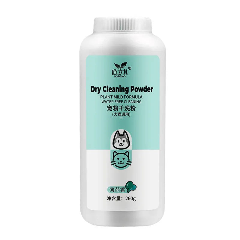 Pet eye dirt dry cleaning powder 260g in lemon rose mint scents with non-woven fabric
