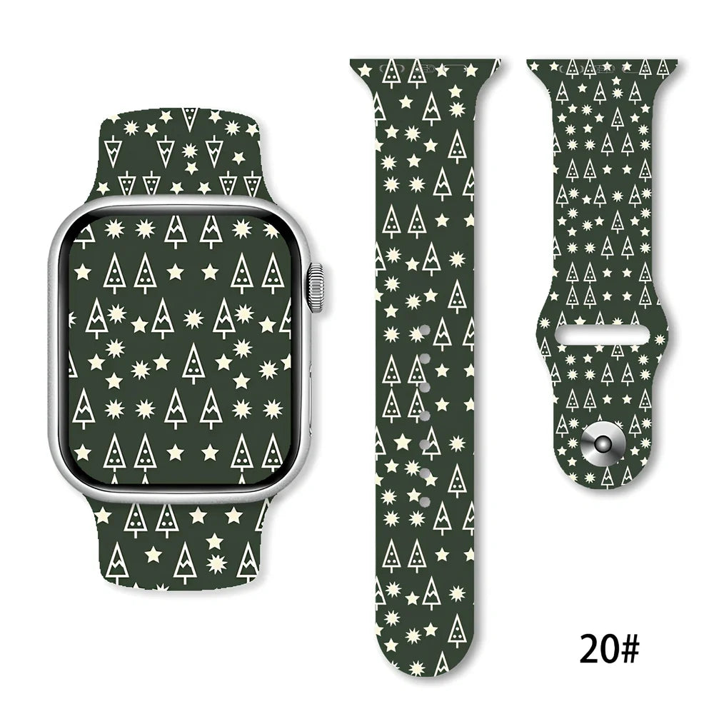 Christmas silicone watch strap in solid colours fitting 38-49mm watches with 30 colour options