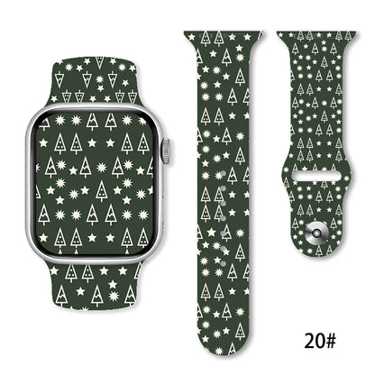 Christmas silicone watch strap in solid colours fitting 38-49mm watches with 30 colour options