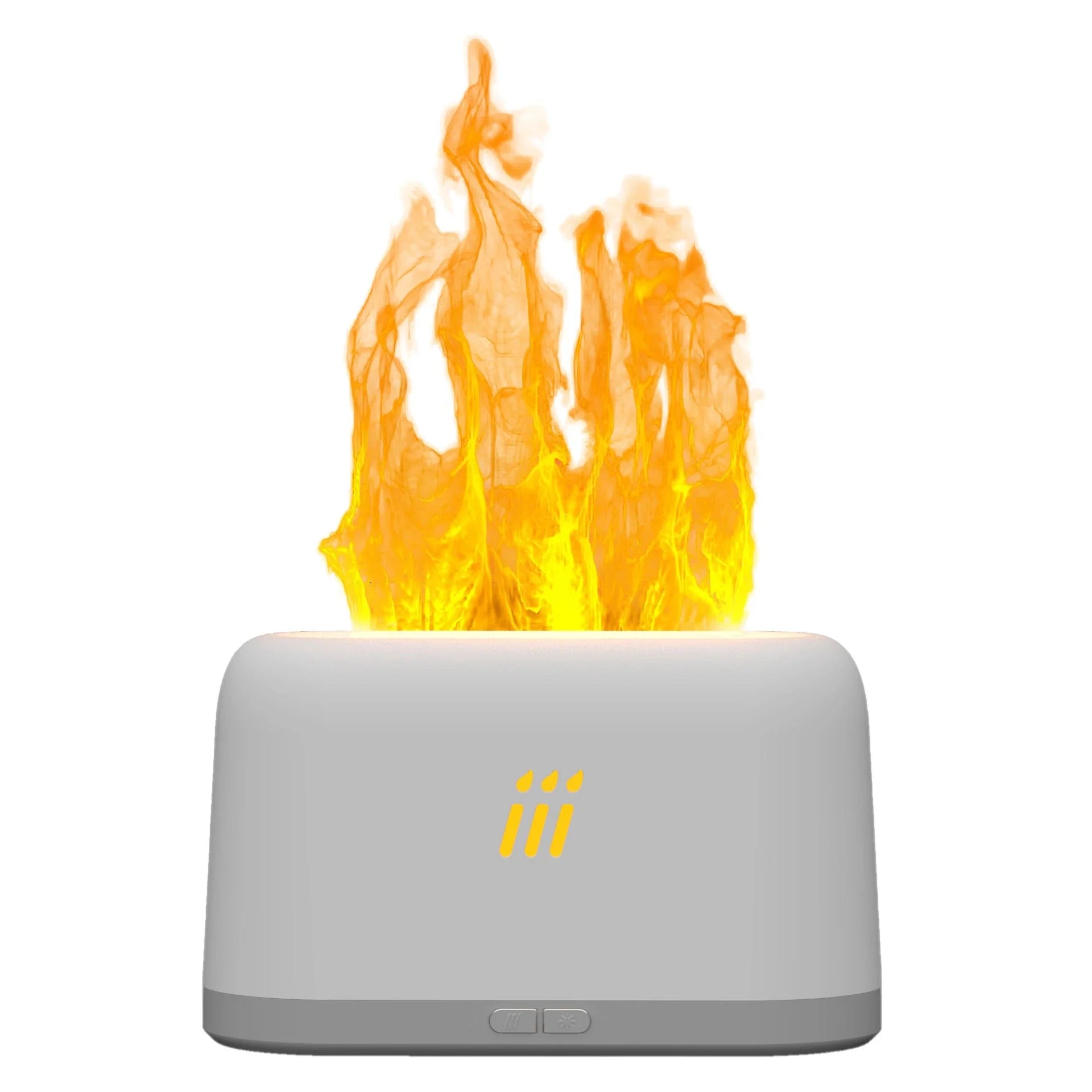 Ultrasonic aroma diffuser with flame-like LED lights, creating a soothing and captivating home ambiance