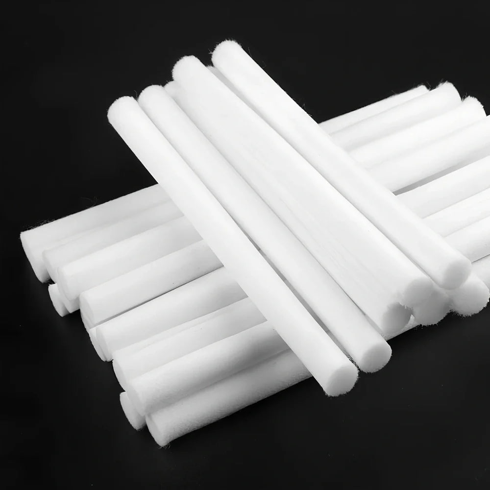 Pack of 7.5x125mm acetate fibre cotton swabs for humidifier wicks, trimmable length for stable fog output