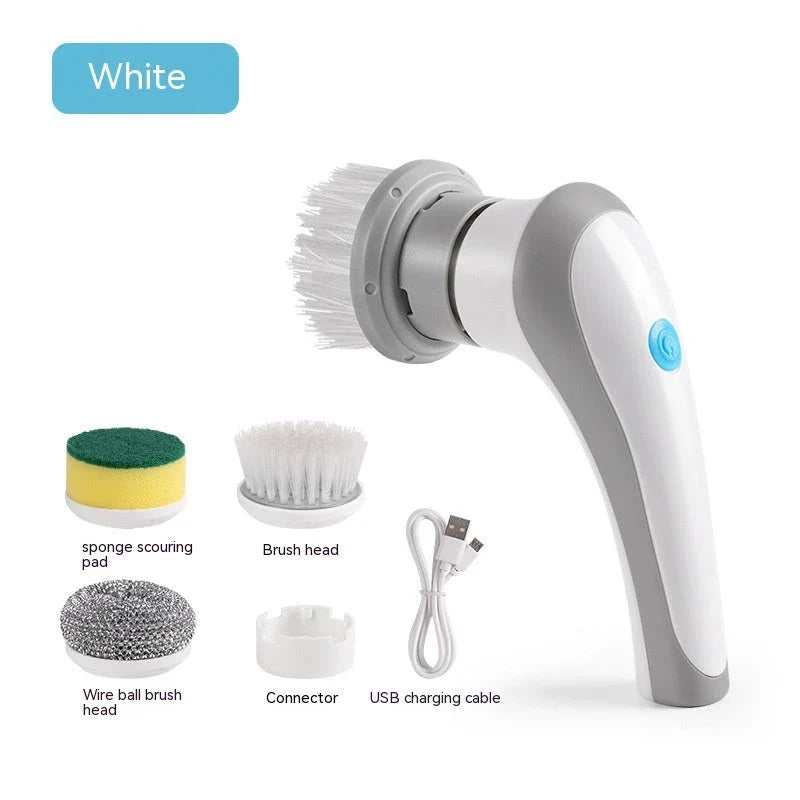 Cordless Electric Spin Cleaning Brush with 4 Interchangeable Brush Heads for Powerful Scrubbing of Tiles, Countertops, and More