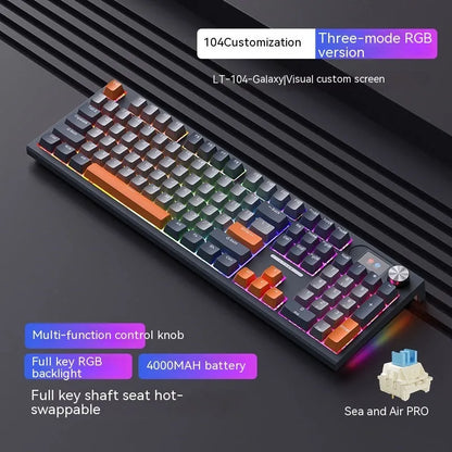 Bluetooth wireless three-mode mechanical keyboard, ABS body, 445x138x29mm, Type-C cable included