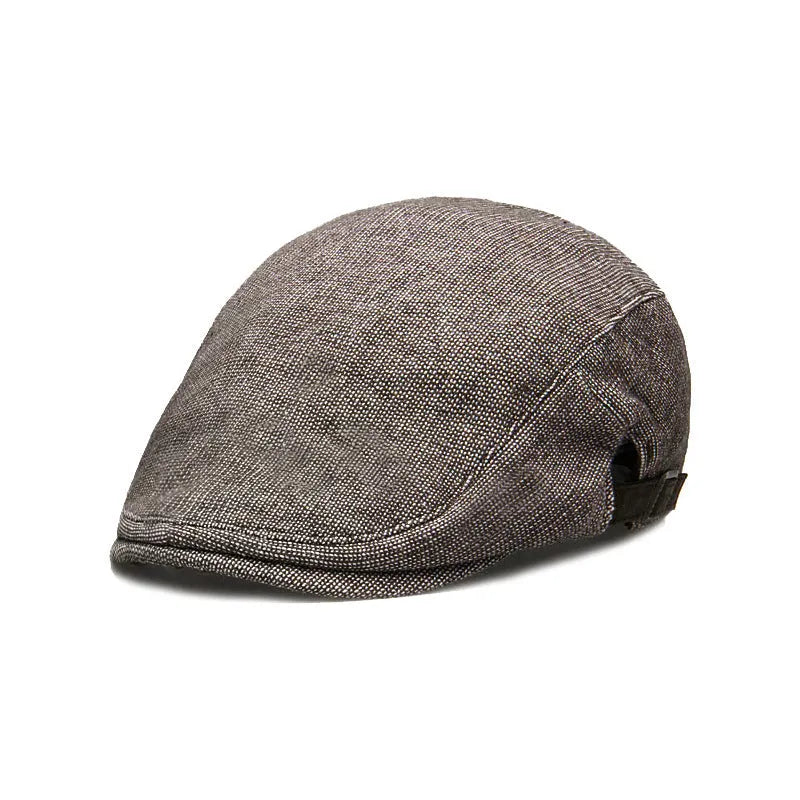 Men's cotton linen blend beret in dome crown style, adjustable for head circumference 55-58cm