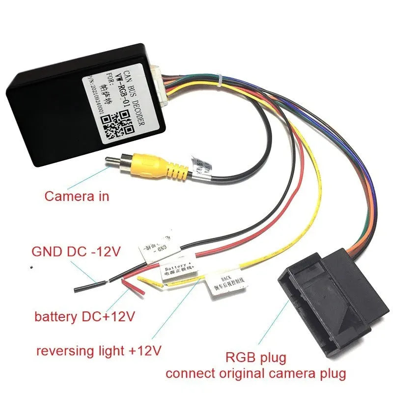 Black car camera conversion box for MIB platform Volkswagen Skoda reverse camera installation
