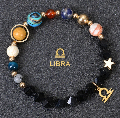 Stylish frosted stone beaded zodiac constellation bracelet for unisex wear