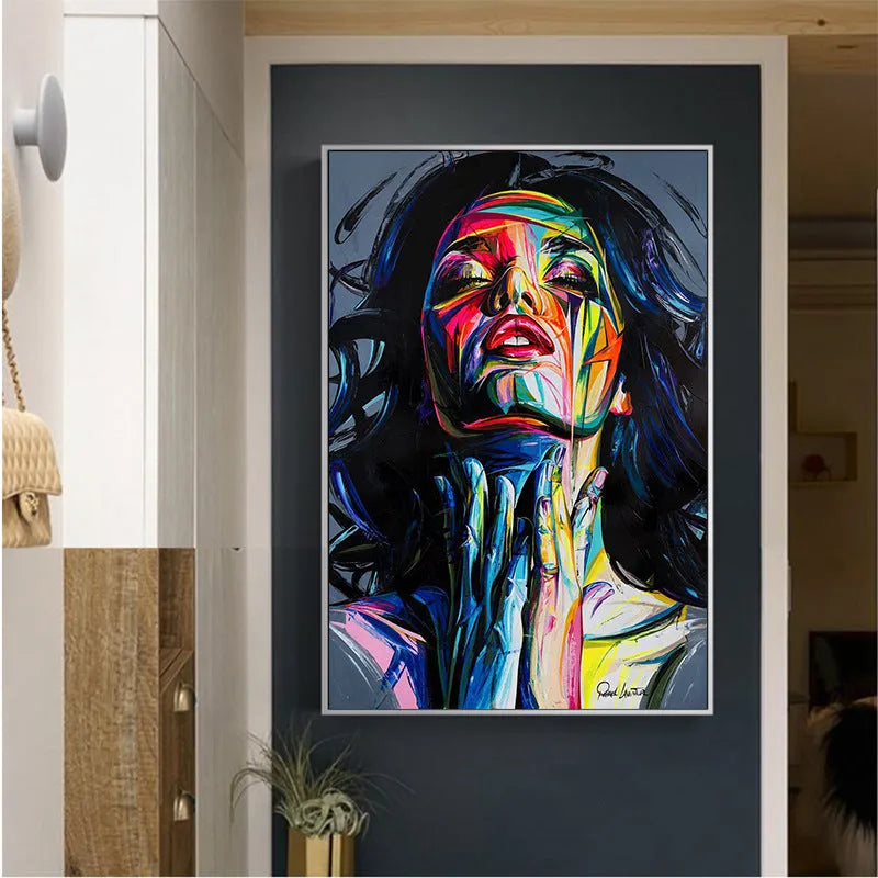 Black smokey girl portrait painting on non-woven canvas unframed wall art
