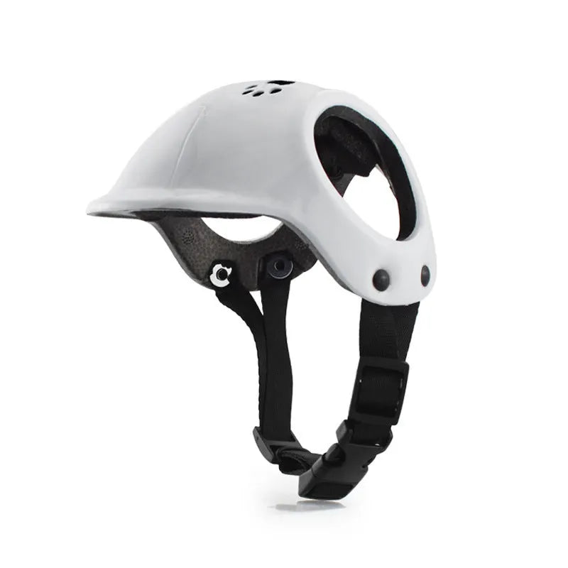 PET plastic cycling helmet for small and medium sized dogs in black, white, or pink colours
