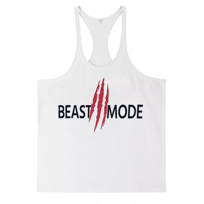 Men's cotton I-print halter vest for summer fitness in various colors