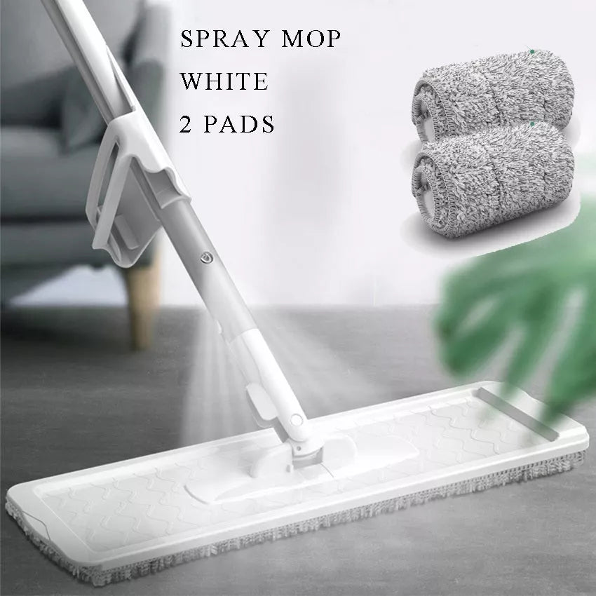 Spray Flat Mop with no hand wash feature and stainless steel bar for efficient cleaning