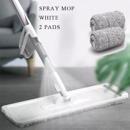 Spray Flat Mop with no hand wash feature and stainless steel bar for efficient cleaning