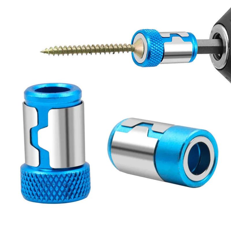 Screwdriver bit with magnetic ring in light blue colour made from high carbon steel with slotted screwdriver head type featuring metric system compatibility